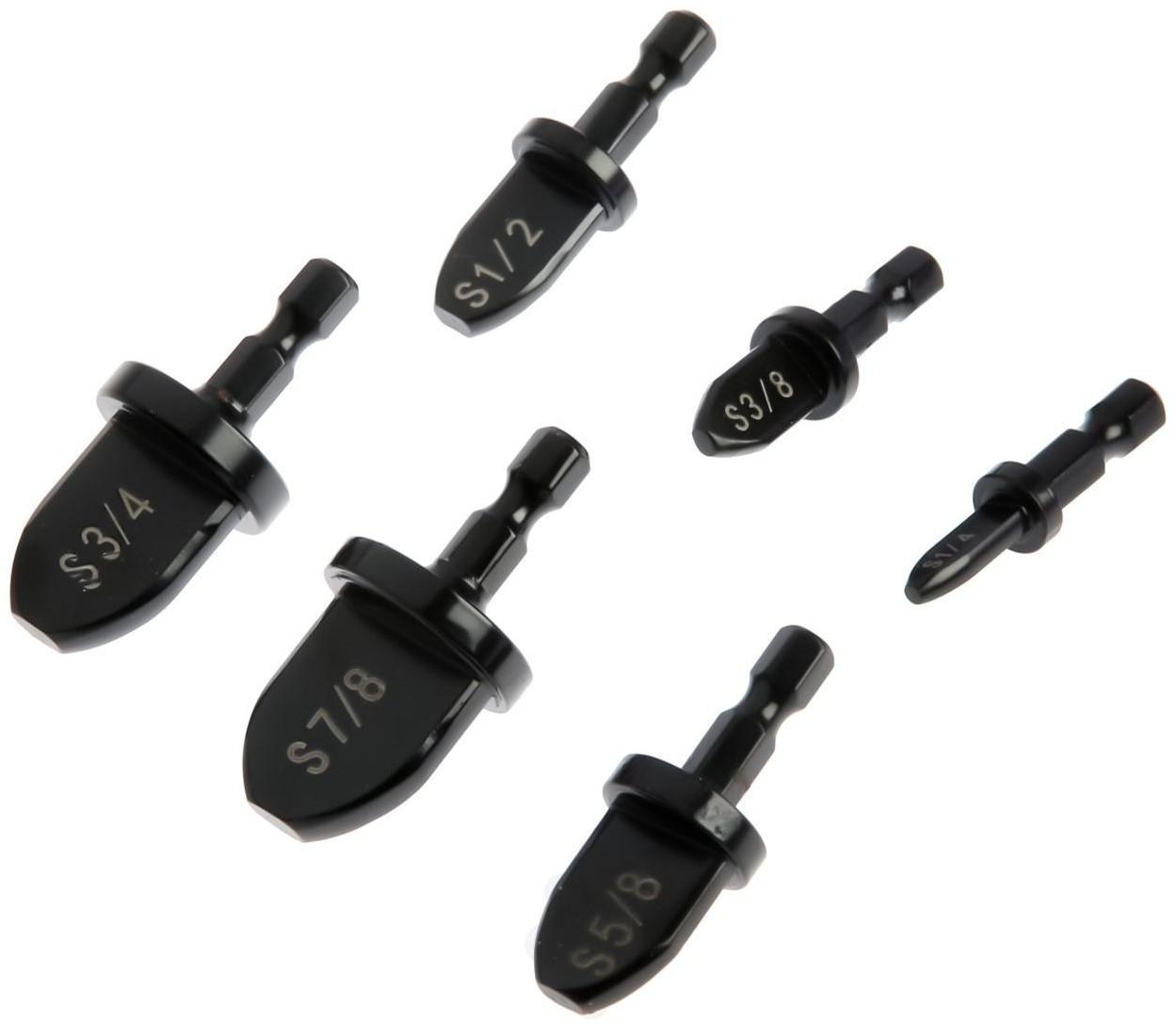 Набор насадок на шуруповерт ТУНДРА, расширитель медных труб, 1/4-3/8-1/2-5/8-7/8-3/4, 6 шт.   934667