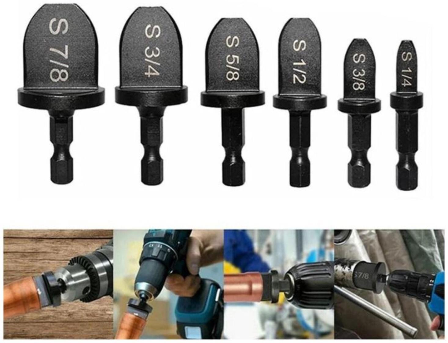 Набор насадок на шуруповерт ТУНДРА, расширитель медных труб, 1/4-3/8-1/2-5/8-7/8-3/4, 6 шт.   934667