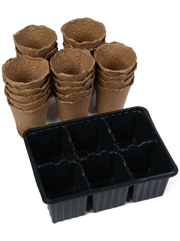 Набор для рассады: торфяной горшок 6 × 6 см, кассета на 6 ячеек