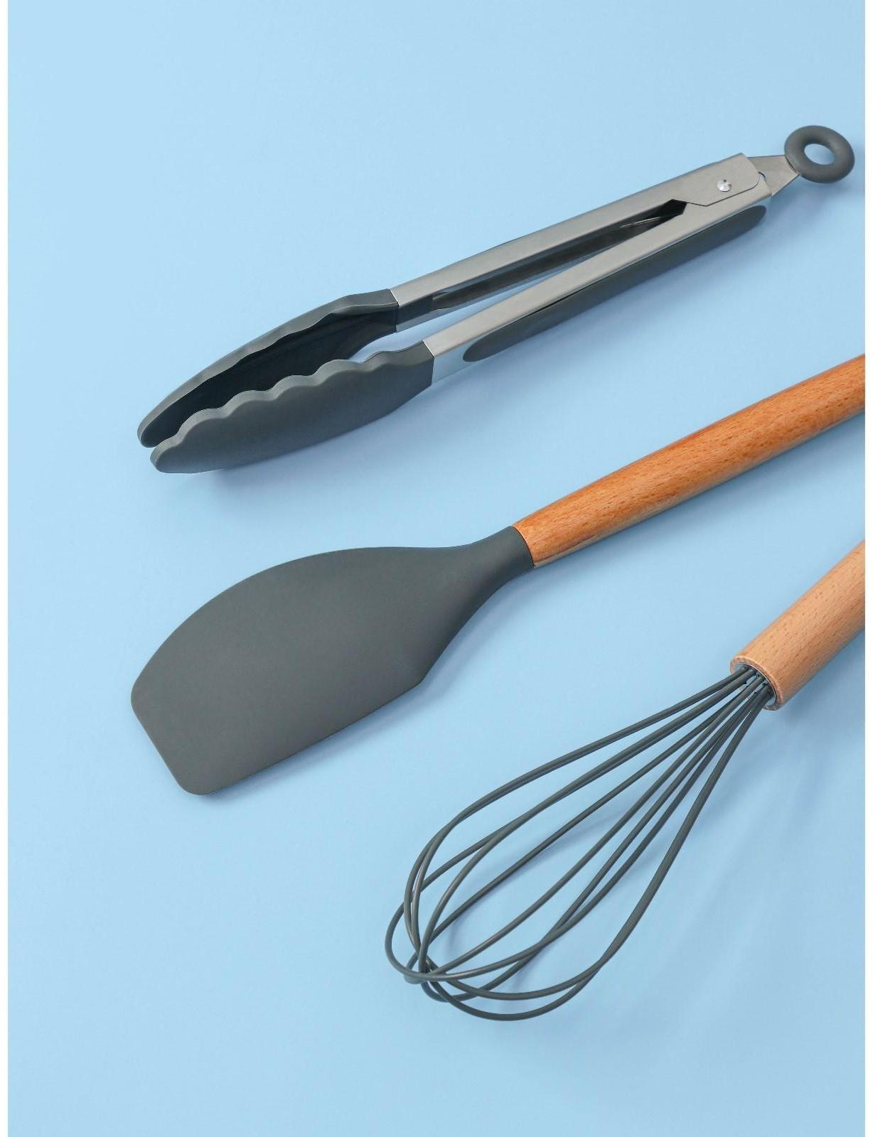 Набор кухонных принадлежностей Доляна «Фаварис», 7 предметов, 34×12,5×12,5 см, цвет серый