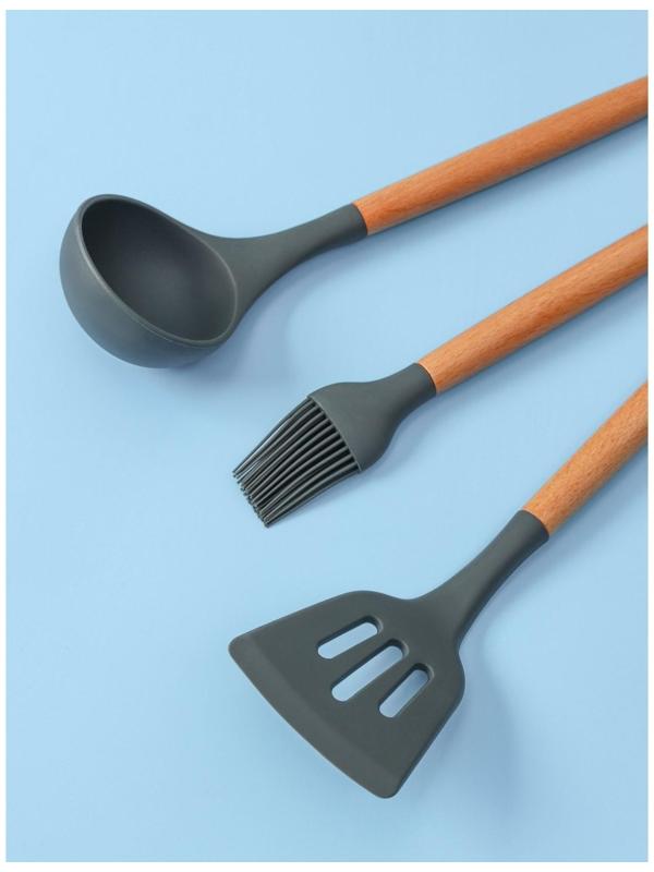 Набор кухонных принадлежностей Доляна «Фаварис», 7 предметов, 34×12,5×12,5 см, цвет серый