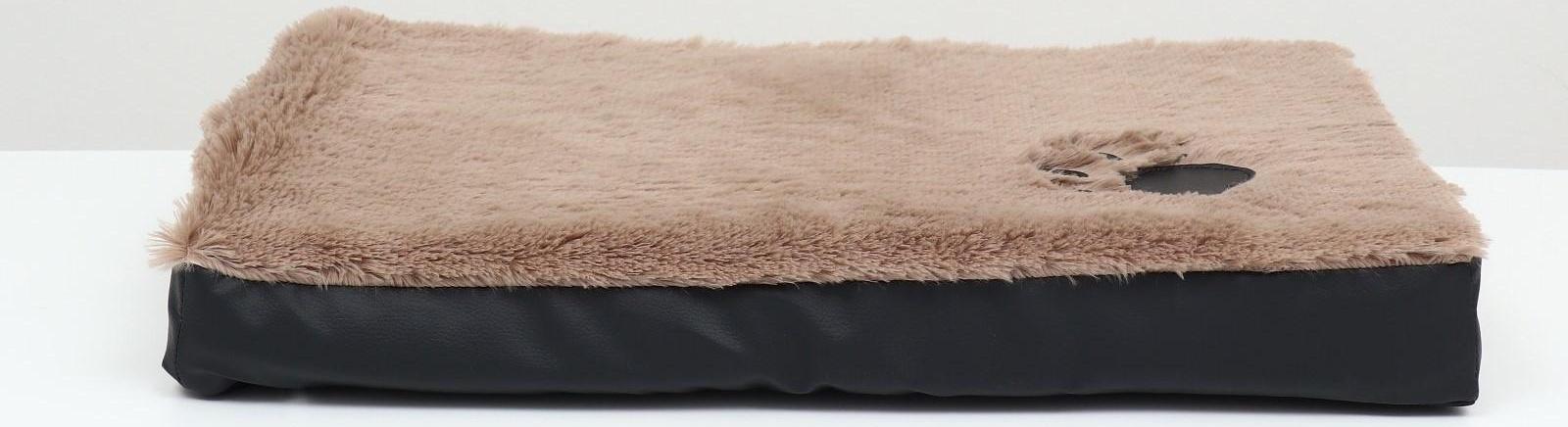 Перина прямоугольная  мех, экокожа, периотек, 60 х 40 х 10 см, коричневый