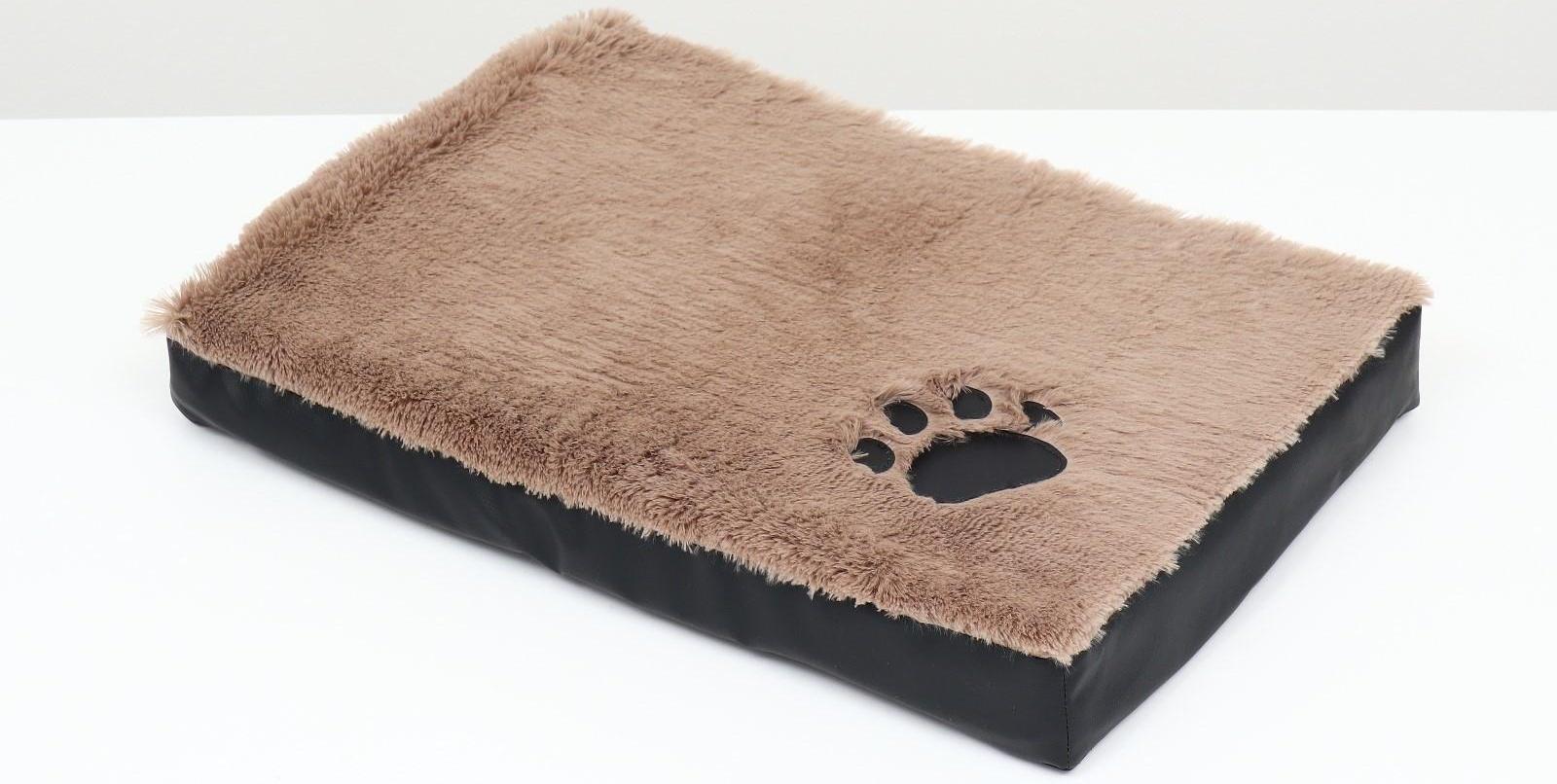 Перина прямоугольная  мех, экокожа, периотек, 60 х 40 х 10 см, коричневый