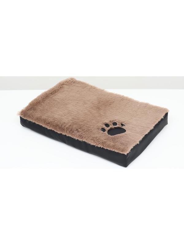 Перина прямоугольная  мех, экокожа, периотек, 60 х 40 х 10 см, коричневый