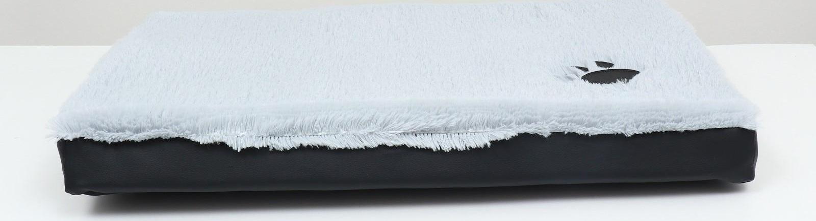 Перина прямоугольная  мех, экокожа, периотек,  75 х 50 х 10 см,серая