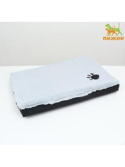 Перина прямоугольная  мех, экокожа, периотек,  75 х 50 х 10 см,серая