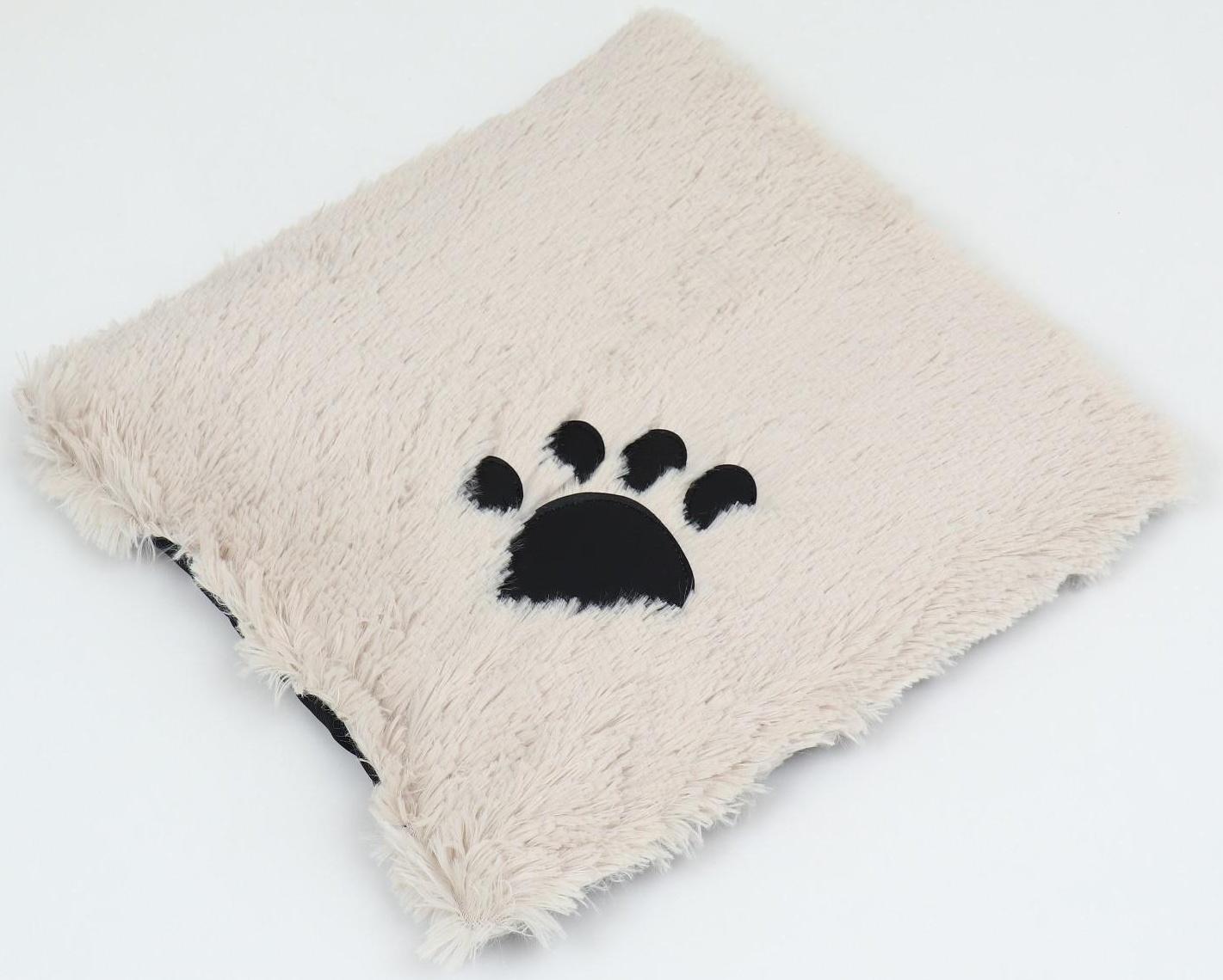 Лежак с подушкой  мех, сатин, периотек, , 45 х 45 х 15 см,бежевый