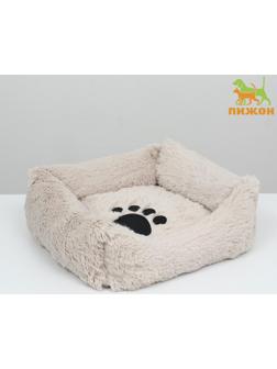 Лежак с подушкой  мех, сатин, периотек, , 45 х 45 х 15 см,бежевый