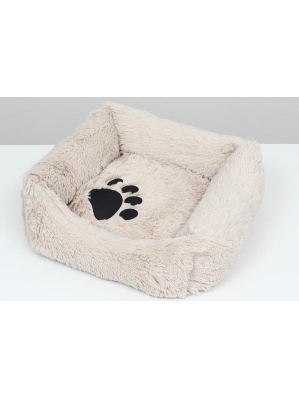 Лежак с подушкой  мех, сатин, периотек, , 45 х 45 х 15 см,бежевый