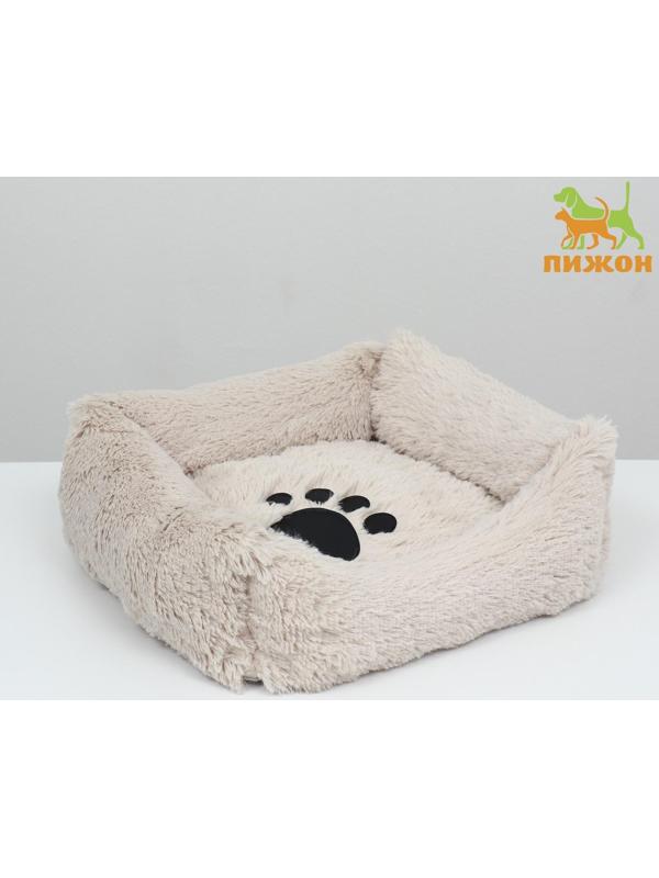 Лежак с подушкой  мех, сатин, периотек, , 45 х 45 х 15 см,бежевый