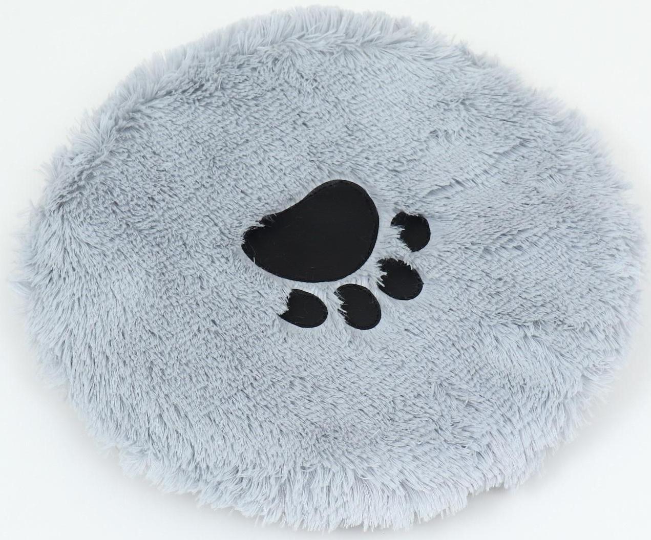 Лежак с подушкой мех, сатин, периотек,  40 х 40 х 16 см, серый