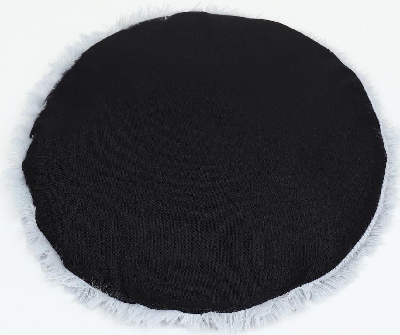 Лежак с подушкой мех, сатин, периотек,  40 х 40 х 16 см, серый