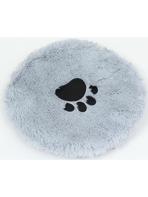 Лежак с подушкой мех, сатин, периотек,  40 х 40 х 16 см, серый