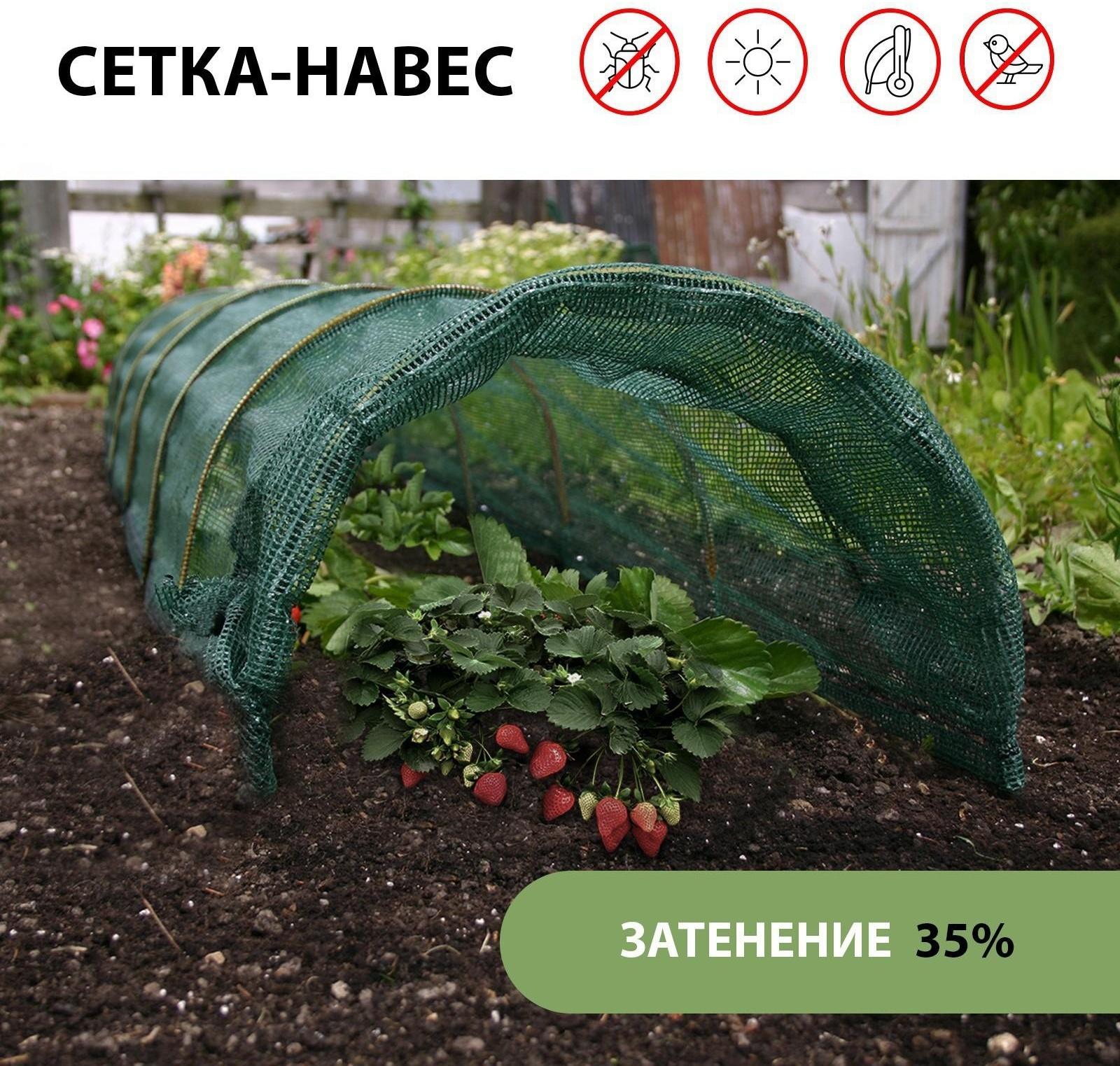 Сетка-навес, 4 м, 4 дуги, стеклопластик, d = 6 мм, затеняющая 35%