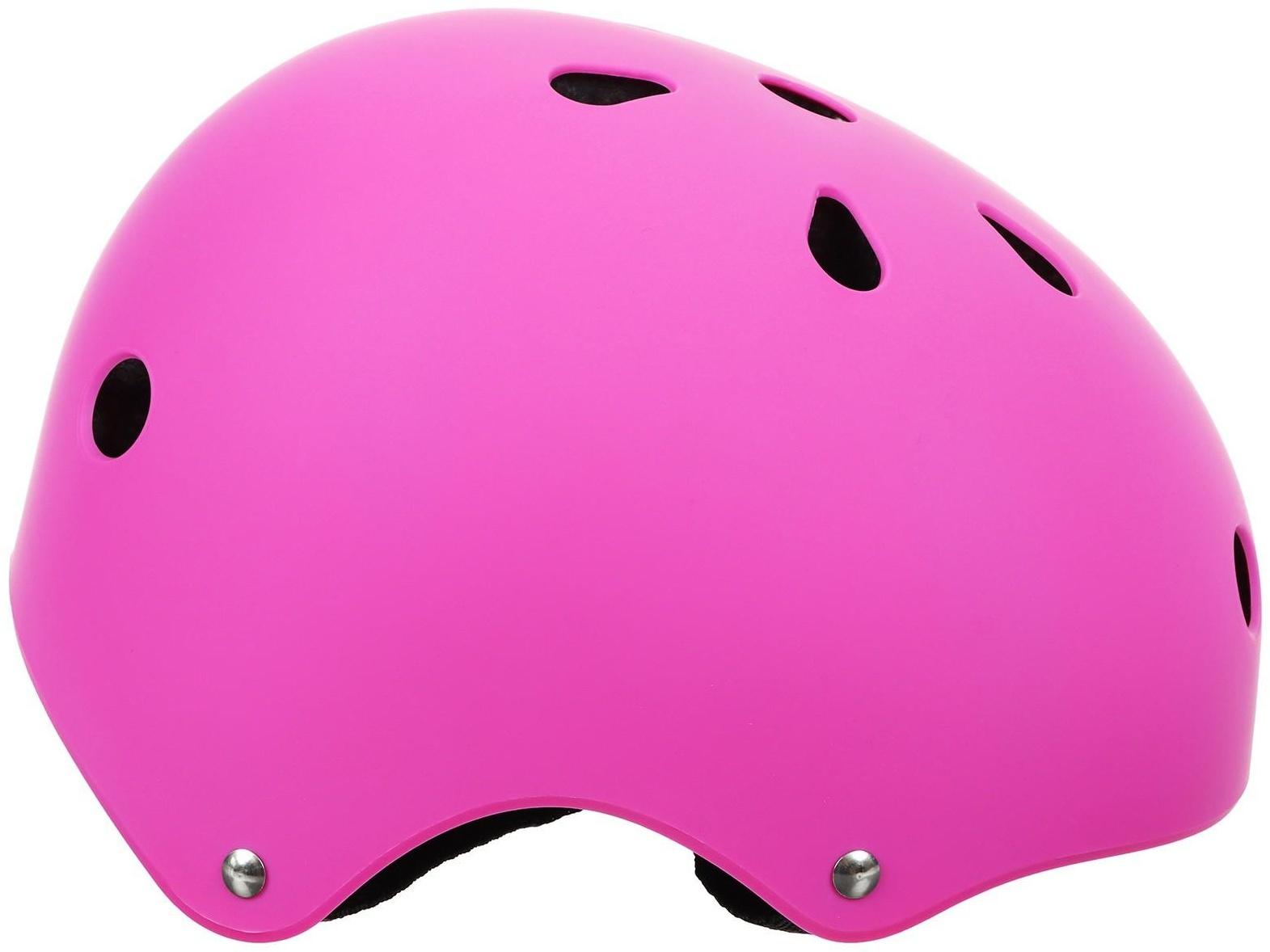 Шлем защитный детский, без регулировки, обхват 55 см, цвет розовый