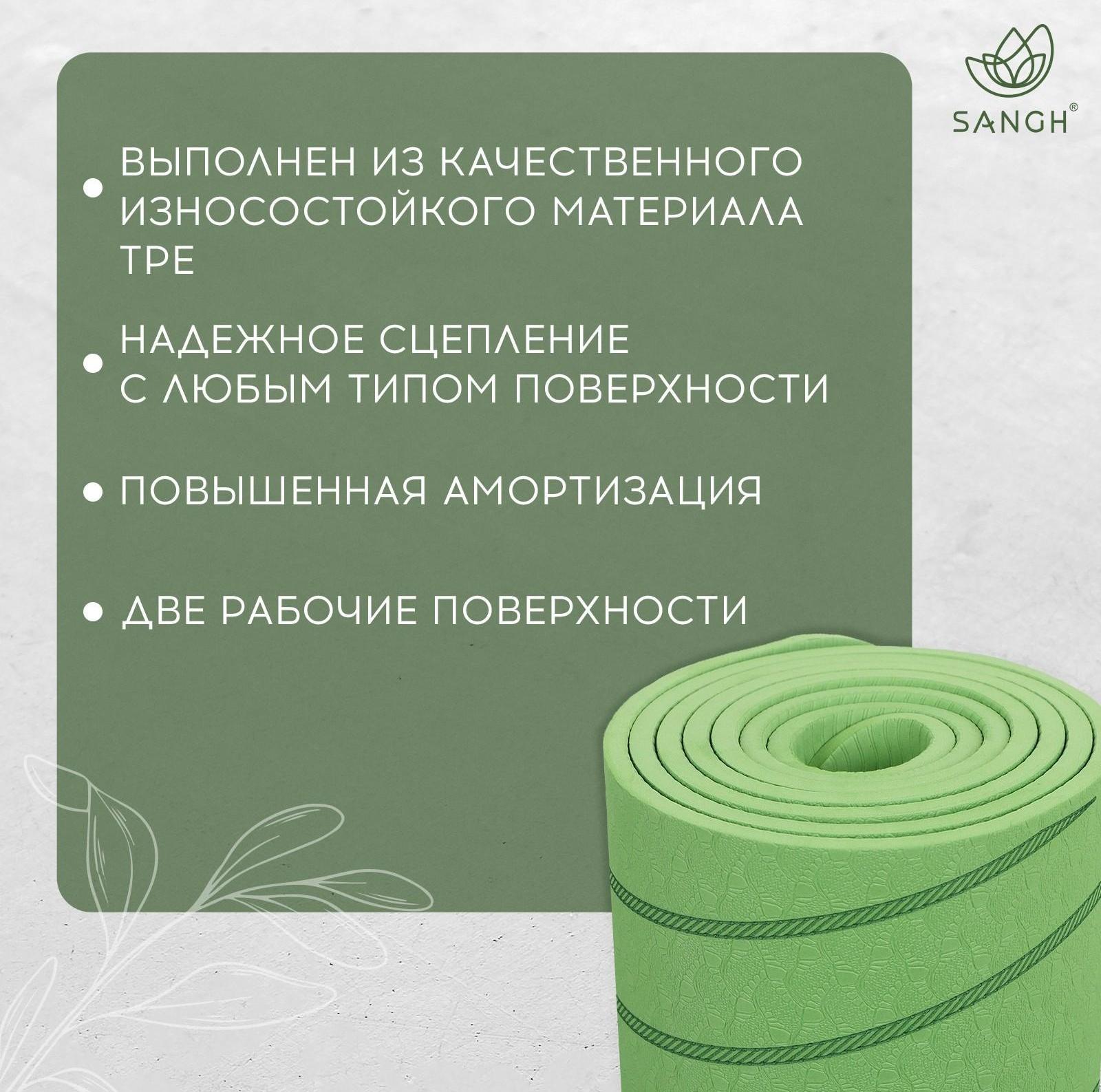 Коврик для йоги Tropics, 183 х 61 х 0.6 см, цвет зелёный