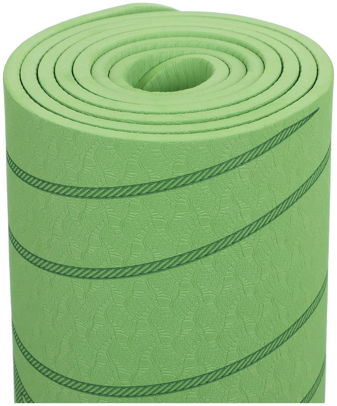 Коврик для йоги Tropics, 183 х 61 х 0.6 см, цвет зелёный