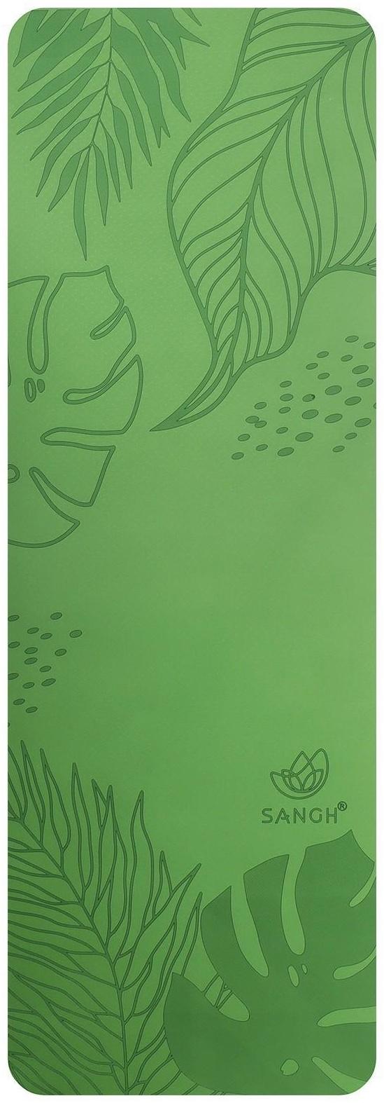 Коврик для йоги Tropics, 183 х 61 х 0.6 см, цвет зелёный