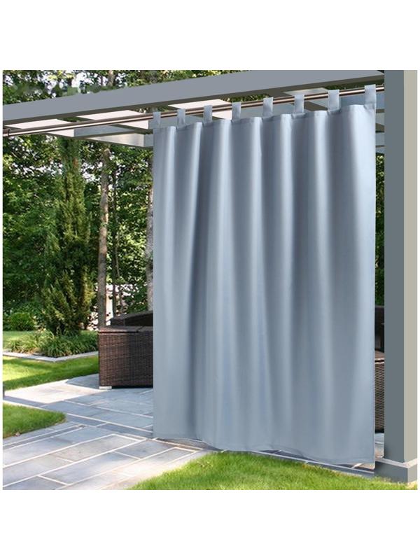 Портьера для террасы Этель 145х200см на липучках, цвет серо-голубой, оксфорд с ВМГО, 100% п/э