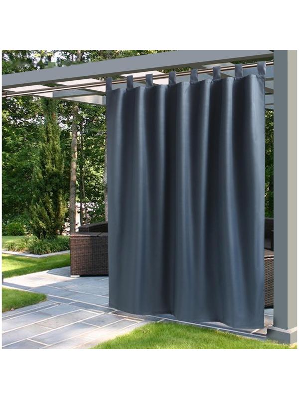 Портьера для террасы Этель 145х200см на липучках, цвет графит, оксфорд с ВМГО, 100% п/э