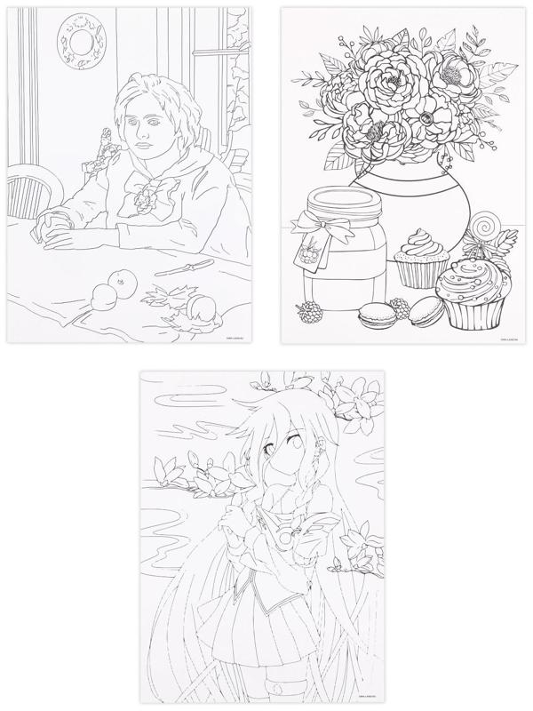 Раскраска акварелью с красками «Мои первые эскизы», А4