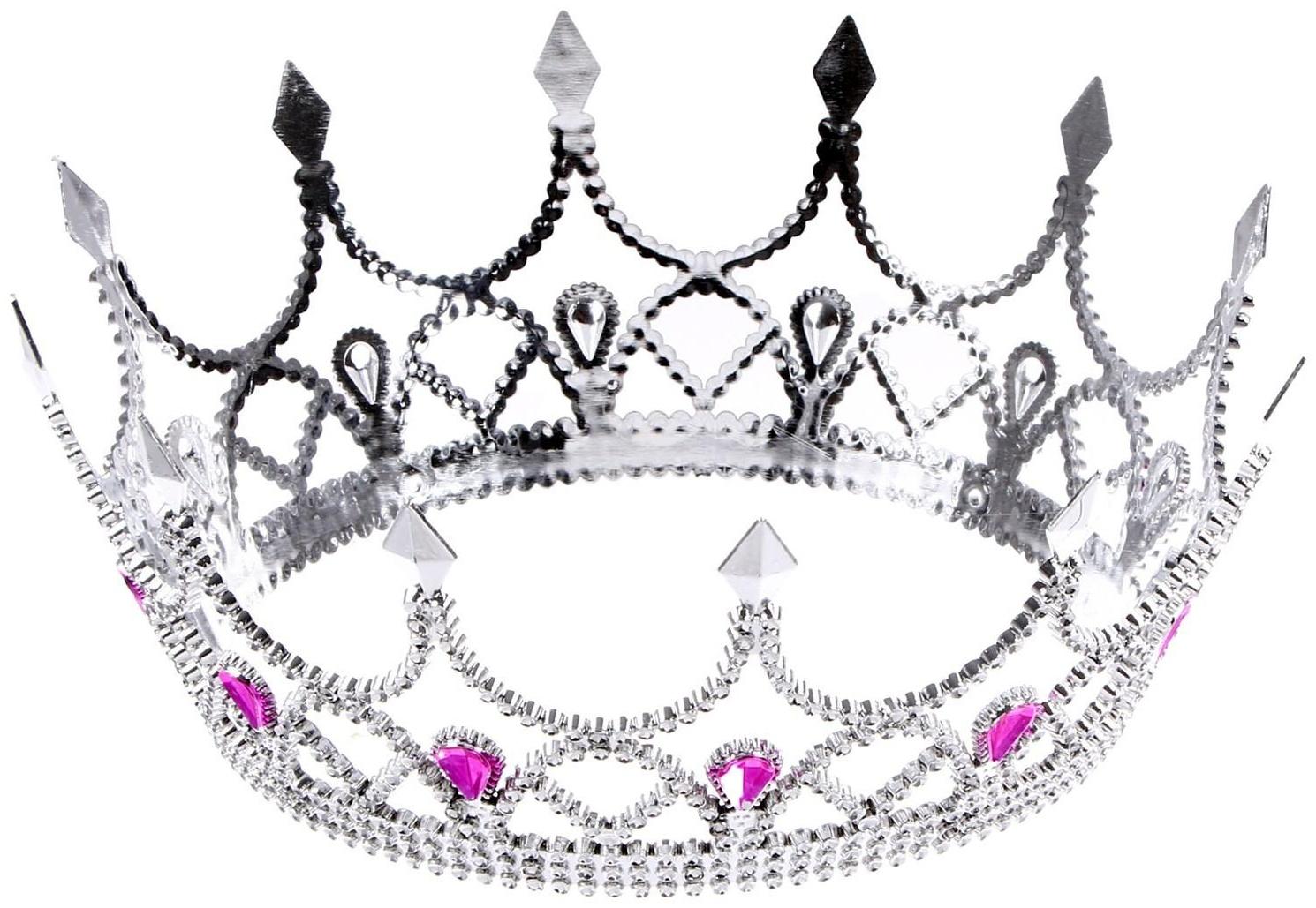 Карнавальный набор принцессы плащ гипюр розовый,корона,длина 100см