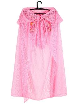 Карнавальный набор принцессы плащ гипюр розовый,корона,длина 100см