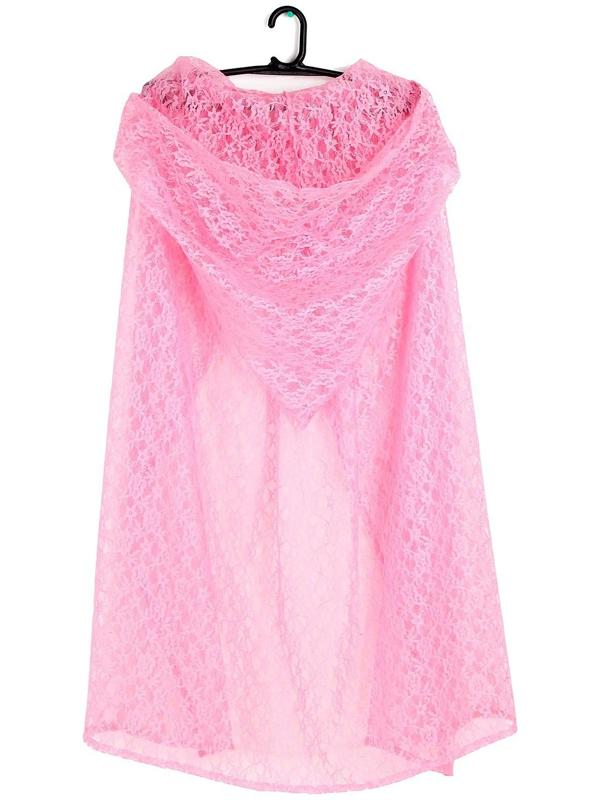 Карнавальный набор принцессы плащ гипюр розовый,корона,длина 100см