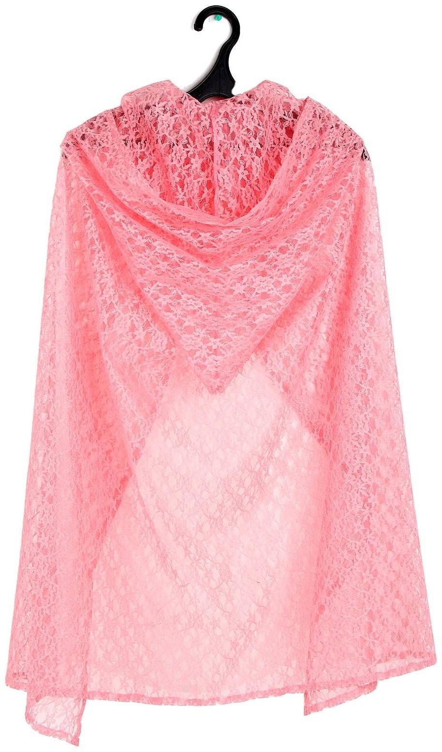 Карнавальный набор принцессы плащ гипюр коралловый,корона,длина 85см