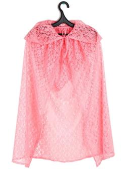 Карнавальный набор принцессы плащ гипюр коралловый,корона,длина 85см