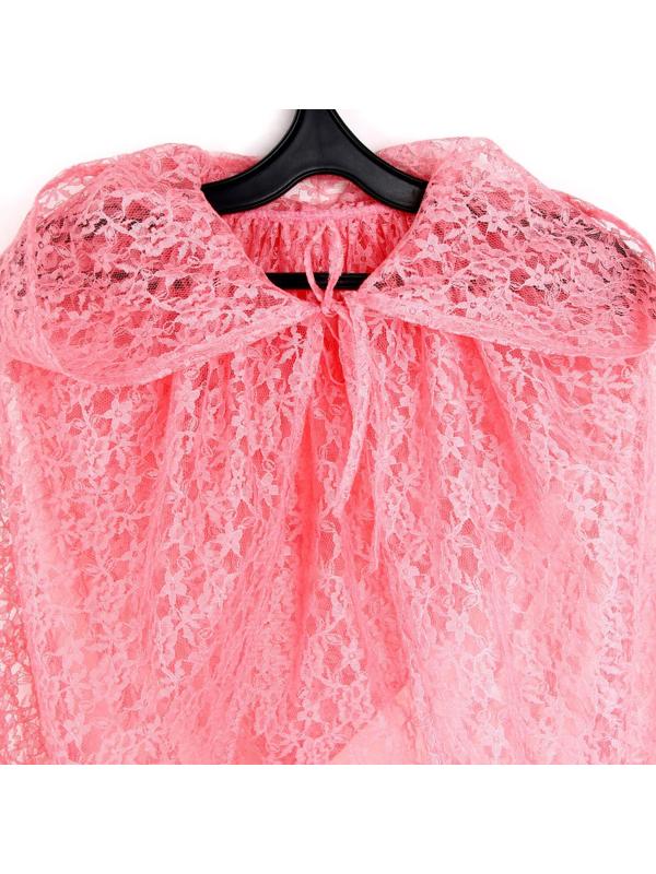 Карнавальный набор принцессы плащ гипюр коралловый,корона,длина 85см