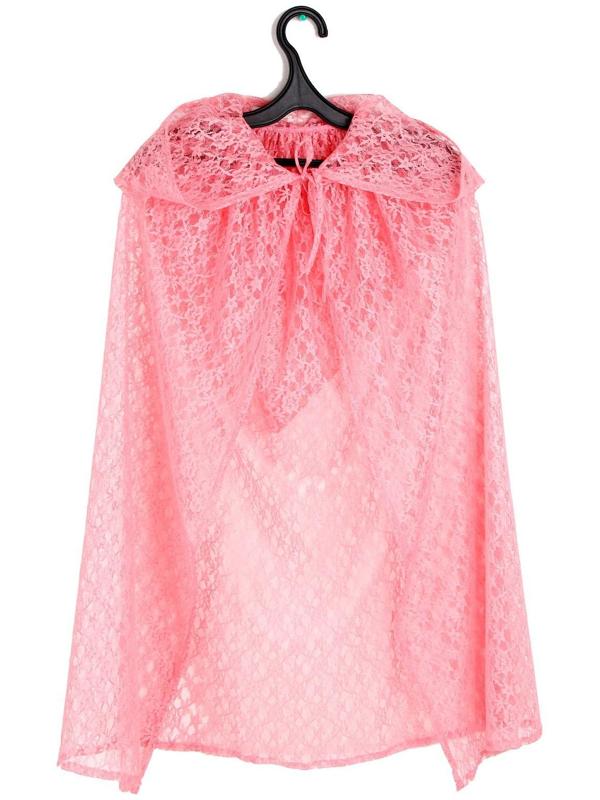 Карнавальный набор принцессы плащ гипюр коралловый,корона,длина 85см