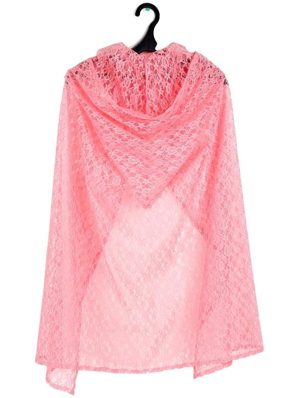 Карнавальный набор принцессы плащ гипюр коралловый,корона,длина 100см