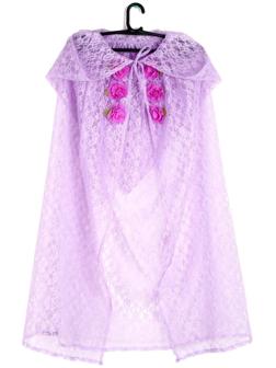 Карнавальный набор принцессы плащ гипюр аметистовый,корона,длина 85см