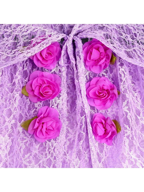 Карнавальный набор принцессы плащ гипюр аметистовый,корона,длина 85см