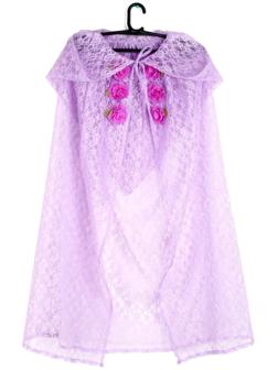 Карнавальный набор принцессы плащ гипюр аметистовый,корона,длина 100см