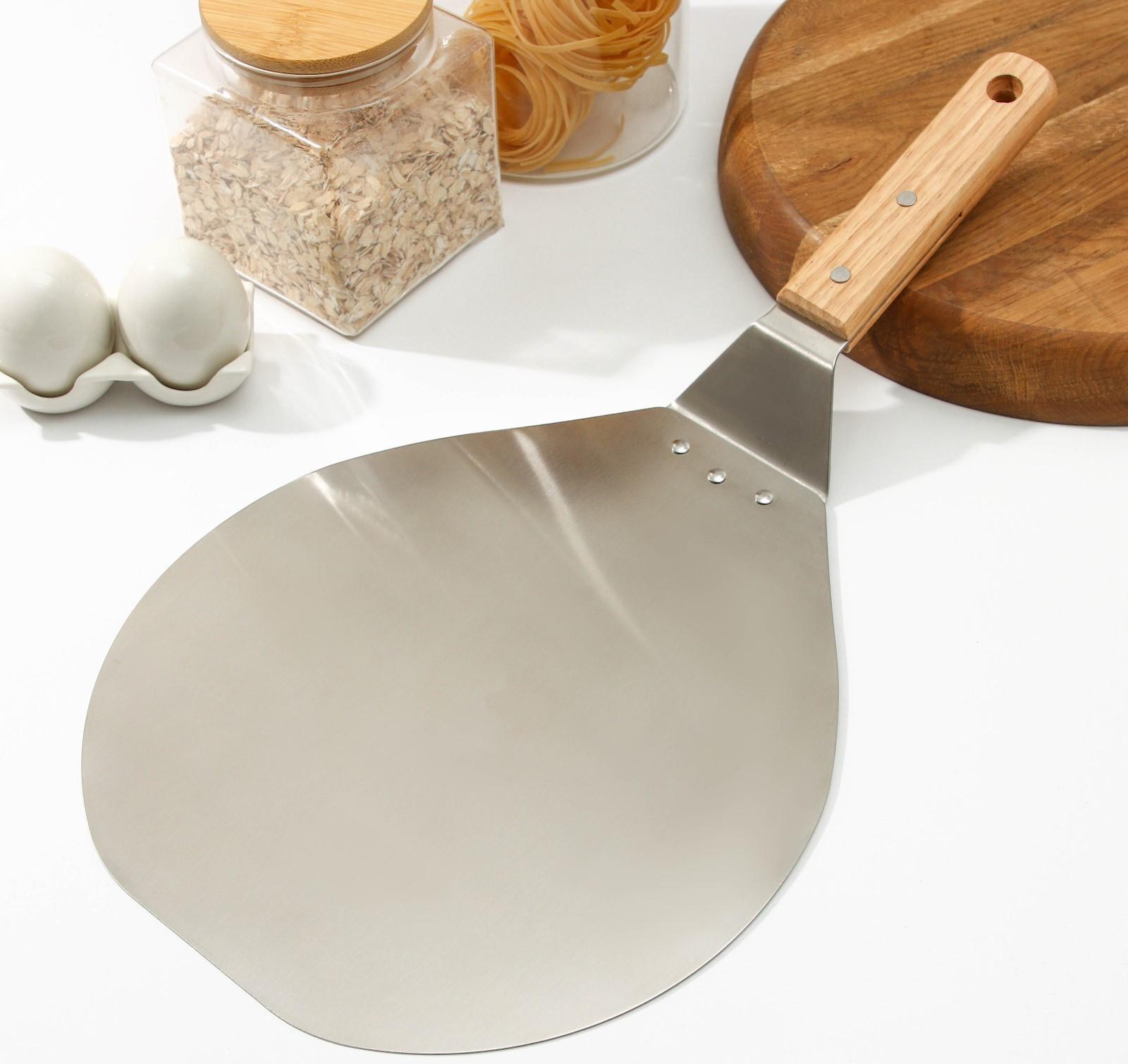 Лопатка для пиццы Доляна «Салем», 44,5×25×6 см, рабочая часть d=25 см, сталь, дерево