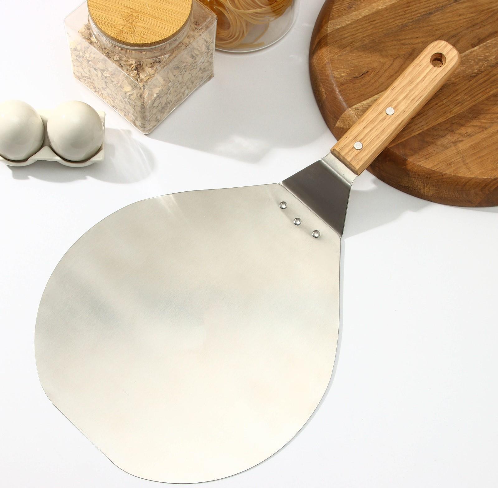 Лопатка для пиццы Доляна «Салем», 44,5×25×6 см, рабочая часть d=25 см, сталь, дерево