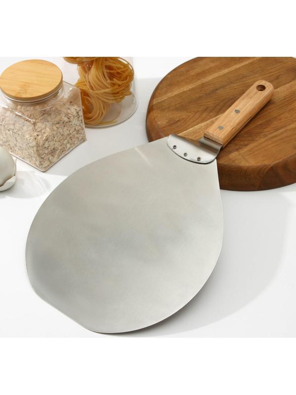 Лопатка для пиццы Доляна «Салем», 44,5×25×6 см, рабочая часть d=25 см, сталь, дерево