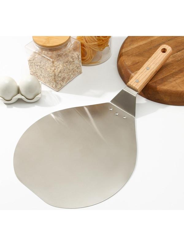 Лопатка для пиццы Доляна «Салем», 44,5×25×6 см, рабочая часть d=25 см, сталь, дерево