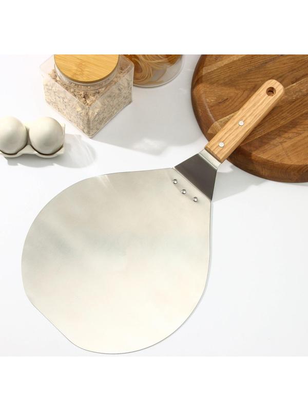 Лопатка для пиццы Доляна «Салем», 44,5×25×6 см, рабочая часть d=25 см, сталь, дерево