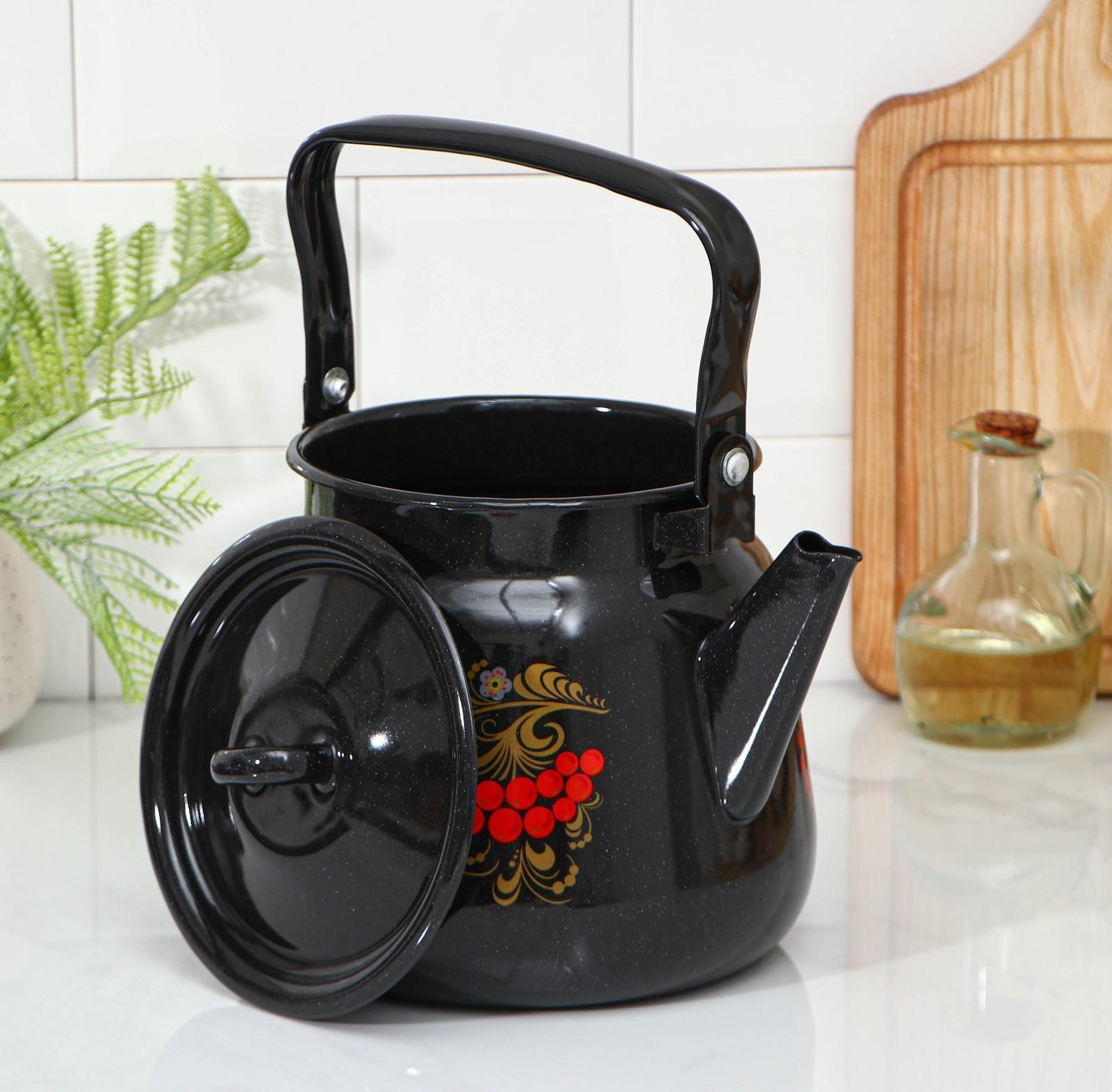 Чайник «Рябинушка», чёрный рябчик, с петлёй, 3,5 л