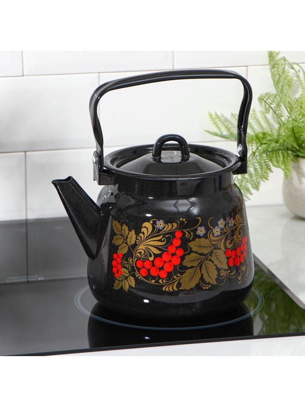 Чайник «Рябинушка», чёрный рябчик, с петлёй, 3,5 л