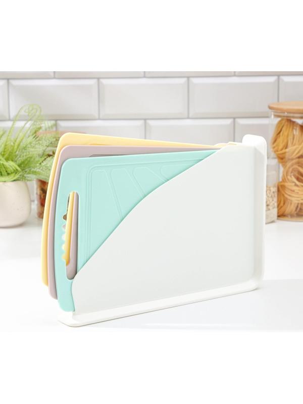 Набор досок разделочных на подставке, 3 шт, 32×20 см, цвет белый