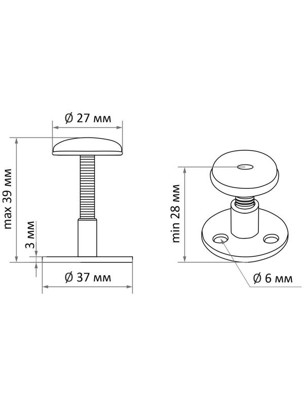Мебельный фиксатор ТУНДРА, регулируемый, 28-39 мм.
