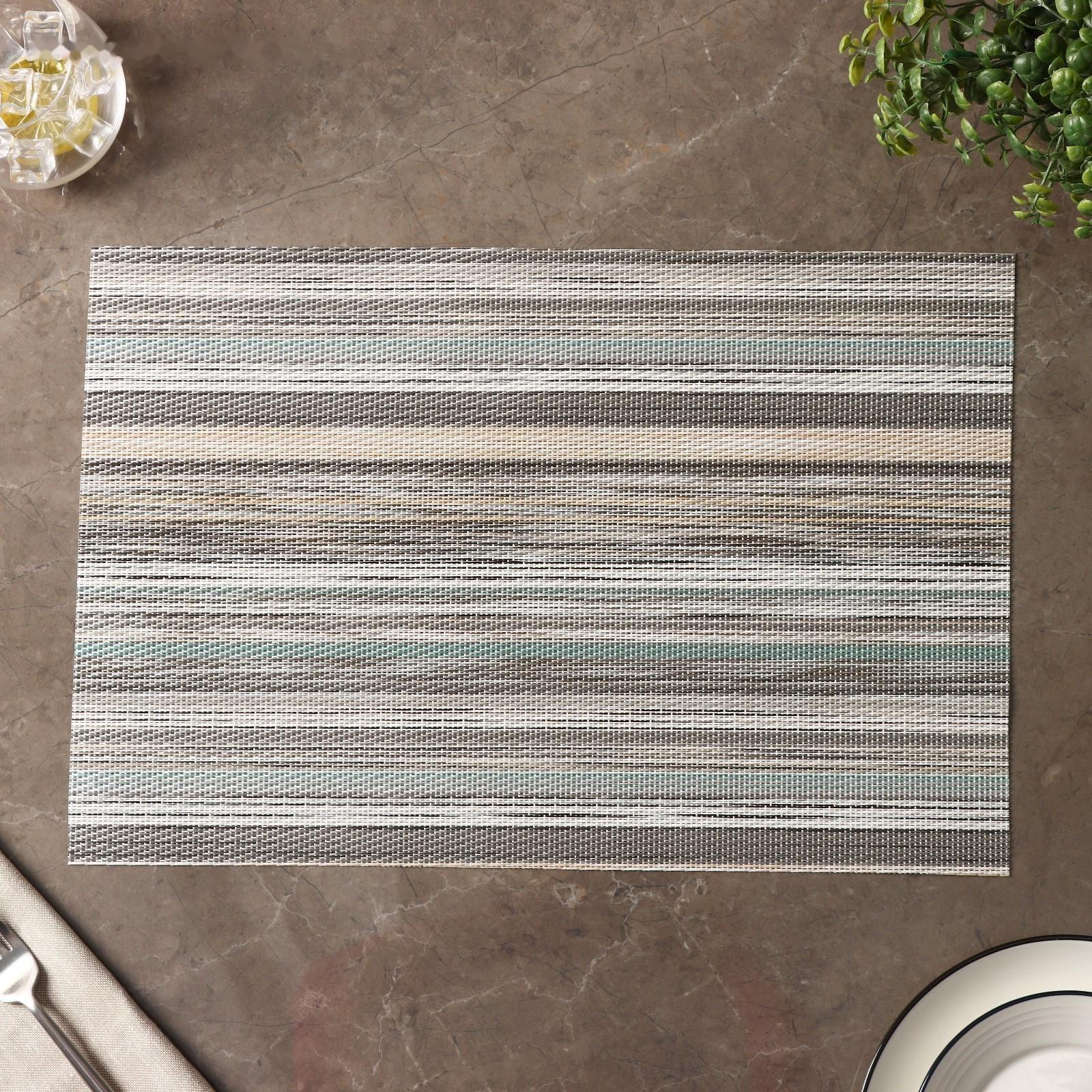 Набор салфеток сервировочных на стол Доляна «Дождь», 4 шт, 45×30 см, цвет бирюзово-белый