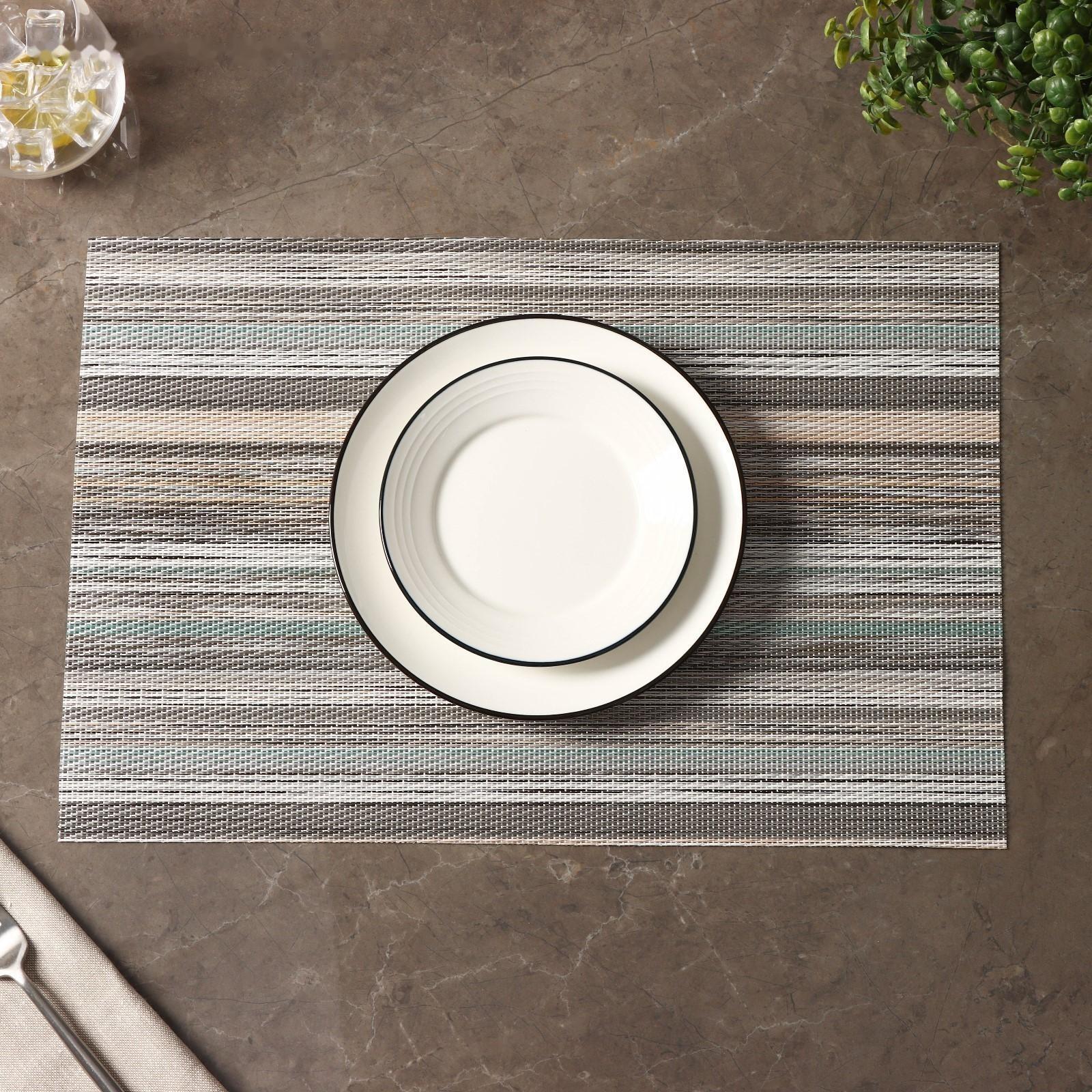 Набор салфеток сервировочных на стол Доляна «Дождь», 4 шт, 45×30 см, цвет бирюзово-белый