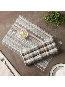 Набор салфеток сервировочных на стол Доляна «Дождь», 4 шт, 45×30 см, цвет бирюзово-белый