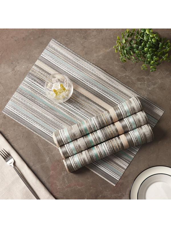 Набор салфеток сервировочных на стол Доляна «Дождь», 4 шт, 45×30 см, цвет бирюзово-белый