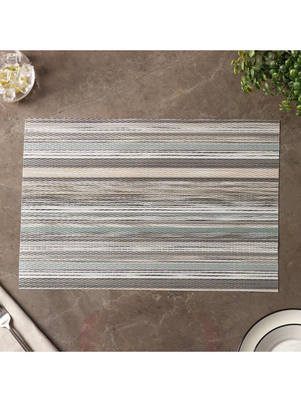 Набор салфеток сервировочных на стол Доляна «Дождь», 4 шт, 45×30 см, цвет бирюзово-белый